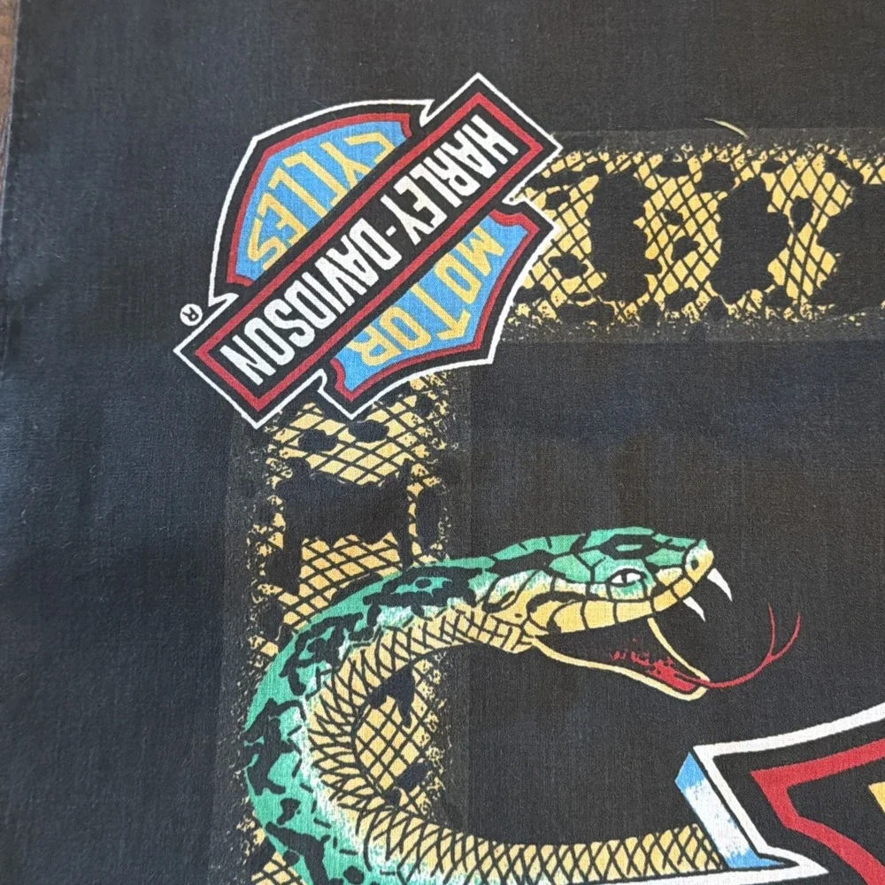 Vintage Harley Davidson snake bandana fire flames motorcycles bar & shield USA